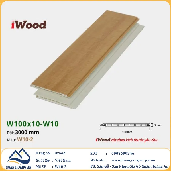Tấm Nano Hèm V Giả Gỗ Ốp Tường Ốp Trần Iwood W10-2
